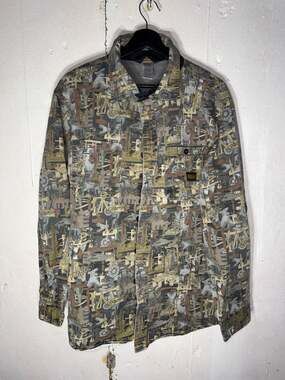 Walls Men's Large Oilfield Camo Vented Back Long Sleeve Performance Work Shirt